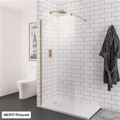 Vantage 2000 8mm Easy Clean 2000mm x 760mm Walk-In Shower Panel - Brushed Brass